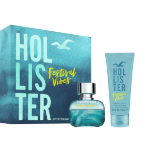 festival vibes set hollister: festival vibes, shower gel & shampoo 2 in 1, 100 ml + festival vibes, eau de toilette, for men, 50 ml
