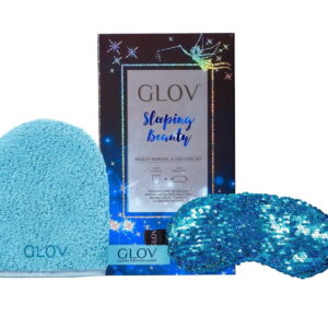 glov sleeping beauty set glov: sleeping beauty, sleep mask, blue + sleeping beauty, textile makeup remover glove, bouncy blue