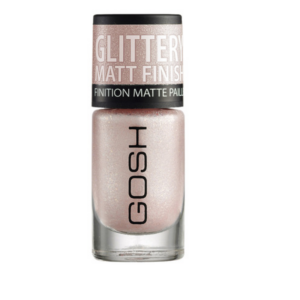gosh, glittery, matt finish, nail polish, 06, soft pink, 8 ml