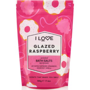 i love, signature collection, glazed raspberry, bath salt, 500 g
