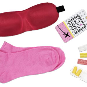 inflight essential kit set beauty junky: beauty junky, hair elastic, 3 pcs + beauty junky, foam earplugs + beauty junky, luggage tag, metal keyring + beauty junky, textile socks, for women + beauty junky, sleep mask, universal