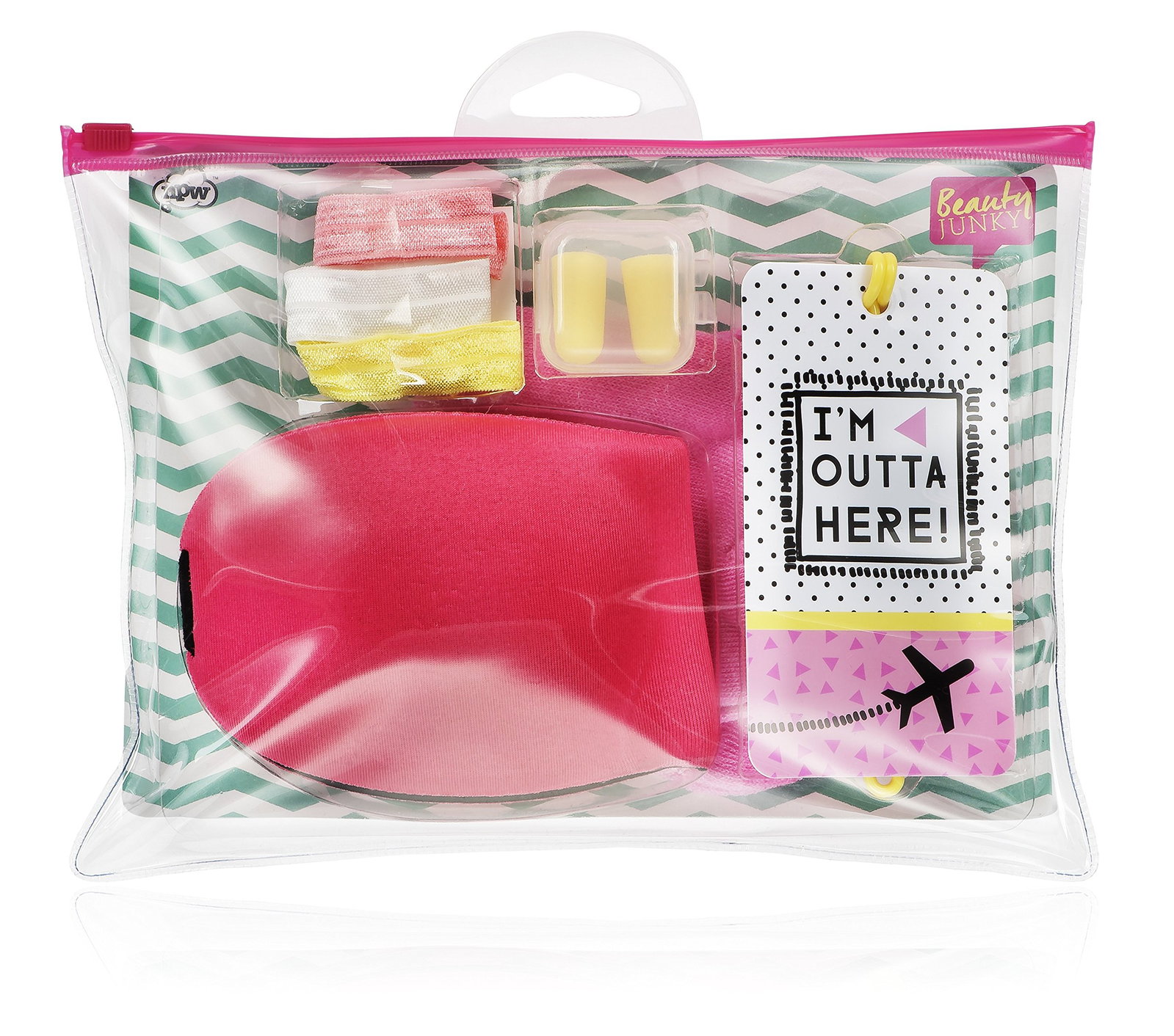 inflight essential kit set beauty junky: beauty junky, hair elastic, 3 pcs + beauty junky, foam earplugs + beauty junky, luggage tag, metal keyring + beauty junky, textile socks, for women + beauty junky, sleep mask, universal inflight essential kit set beauty junky: beauty junky, hair elastic, 3 pcs + beauty junky, foam earplugs + beauty junky, luggage tag, metal keyring + beauty junky, textile socks, for women + beauty junky, sleep mask, universal