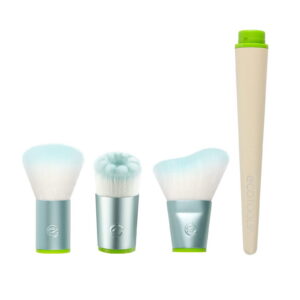 interchangeables set ecotools: interchangeables, foundation brush + interchangeables, blending, blush brush + interchangeables, angled cut, blush brush