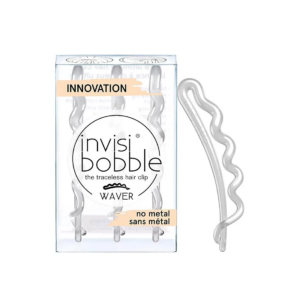 set trio, invisibobble, waves, hair clip, crystal clear, 3 pcs