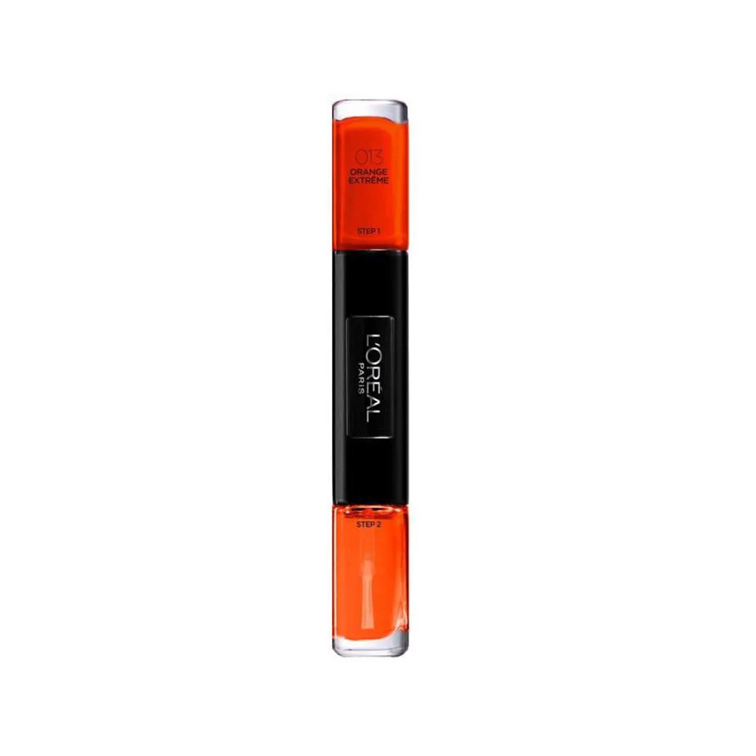l'oreal paris, infallible, gel effect, nail polish 2 in 1, 013, orange extreme, 2 x, 5 ml l'oreal paris, infallible, gel effect, nail polish 2 in 1, 013, orange extreme, 2 x, 5 ml