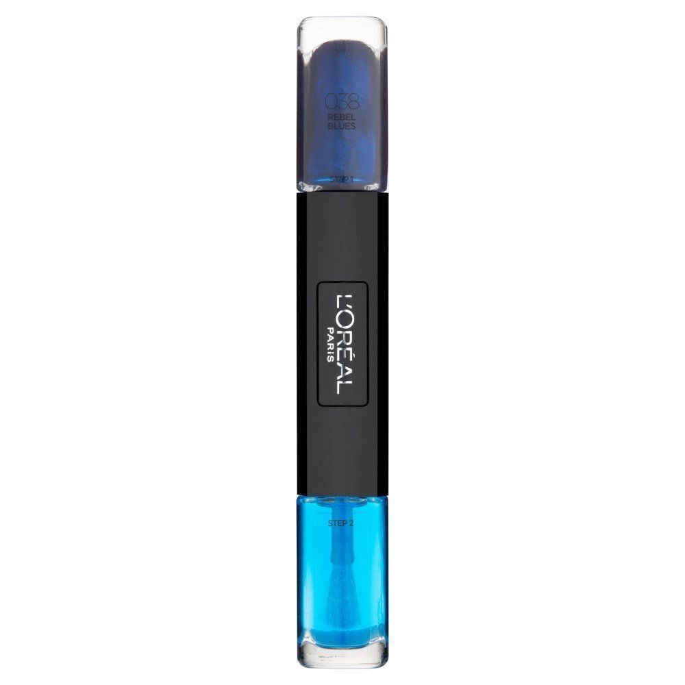 l'oreal paris, infallible, nail polish 2 in 1, 038, rebel blues, 2 x, 5 ml l'oreal paris, infallible, nail polish 2 in 1, 038, rebel blues, 2 x, 5 ml