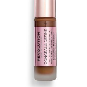 makeup revolution, conceal & define, oil free, cream foundation, f 15, 23 ml