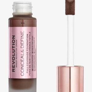 makeup revolution, conceal & define, oil free, cream foundation, f 18, 23 ml