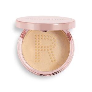 makeup revolution, conceal & fix, vegan, loose setting powder, medium yellow, 13 g