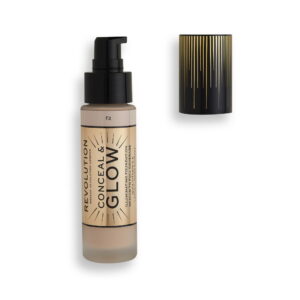 makeup revolution, conceal & glow, illuminating, cream foundation, f2, 23 ml