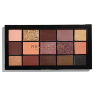 makeup revolution, the reloaded, eyeshadow palette, velvet rose, 15 shades, 16.5 g