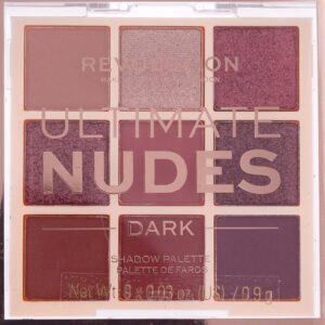 makeup revolution, ultimate nudes, eyeshadow palette, dark, 9 shades, 8.1 g