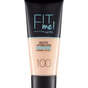 maybelline, fit me matte + poreless, liquid foundation, 100, warm ivory, 30 ml