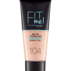 maybelline, fit me matte + poreless, liquid foundation, 104, soft ivory, 30 ml