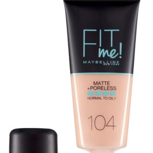 maybelline, fit me matte + poreless, liquid foundation, 104, soft ivory, 30 ml