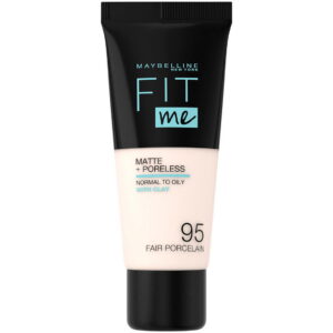 maybelline, fit me matte + poreless, liquid foundation, 95, fair porcelain, 30 ml