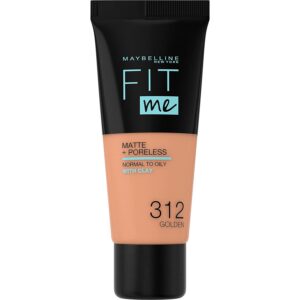 maybelline, fit me matte + poreless, liquid foundation, 312, golden, 30 ml