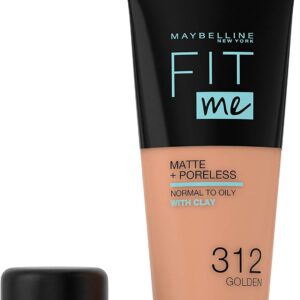 maybelline, fit me matte + poreless, liquid foundation, 312, golden, 30 ml