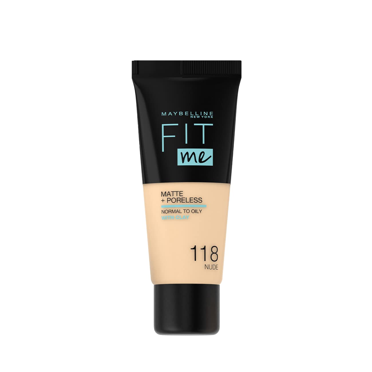 maybelline, fit me matte + poreless, liquid foundation, 118, nude, 30 ml maybelline, fit me matte + poreless, liquid foundation, 118, nude, 30 ml