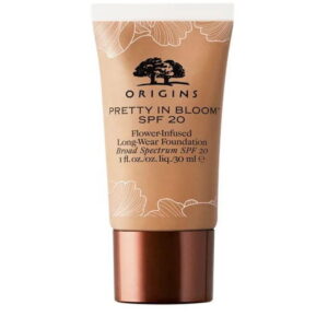 origins, pretty in bloom, long wearing, cream foundation, 500, medium deep warm, spf 20, 30 ml