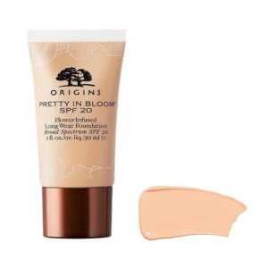 origins, pretty in bloom, long wearing, cream foundation, 540, medium deep golden warm, spf 20, 30 ml
