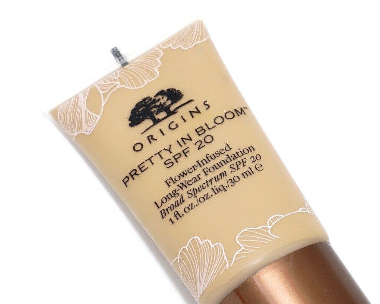 origins, pretty in bloom, long wearing, cream foundation, 610, deep neutral, spf 20, 30 ml origins, pretty in bloom, long wearing, cream foundation, 610, deep neutral, spf 20, 30 ml