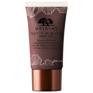 origins, pretty in bloom, long wearing, cream foundation, 740, very deep cool, spf 20, 30 ml