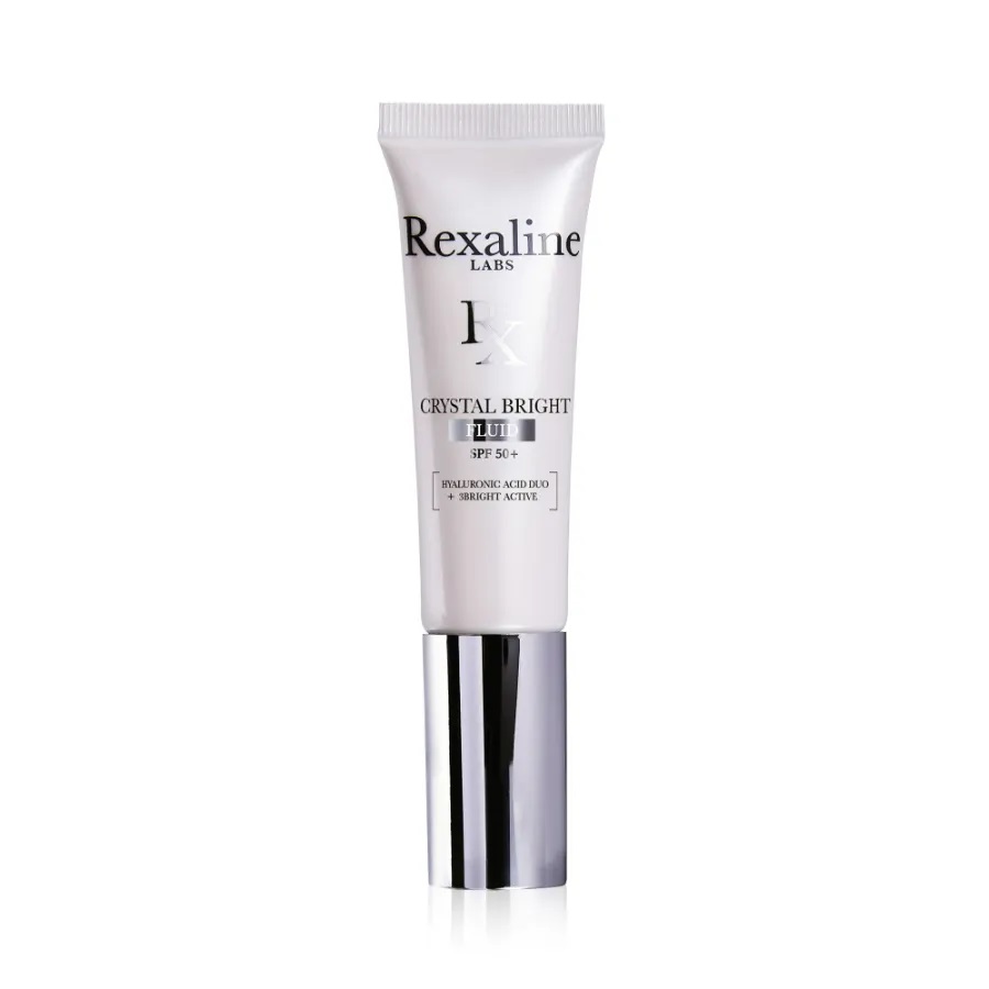 rexaline, crystal bright, hyaluronic acid + 3 bright active, illuminating, fluid, for face, spf 50+, 30 ml rexaline, crystal bright, hyaluronic acid + 3 bright active, illuminating, fluid, for face, spf 50+, 30 ml