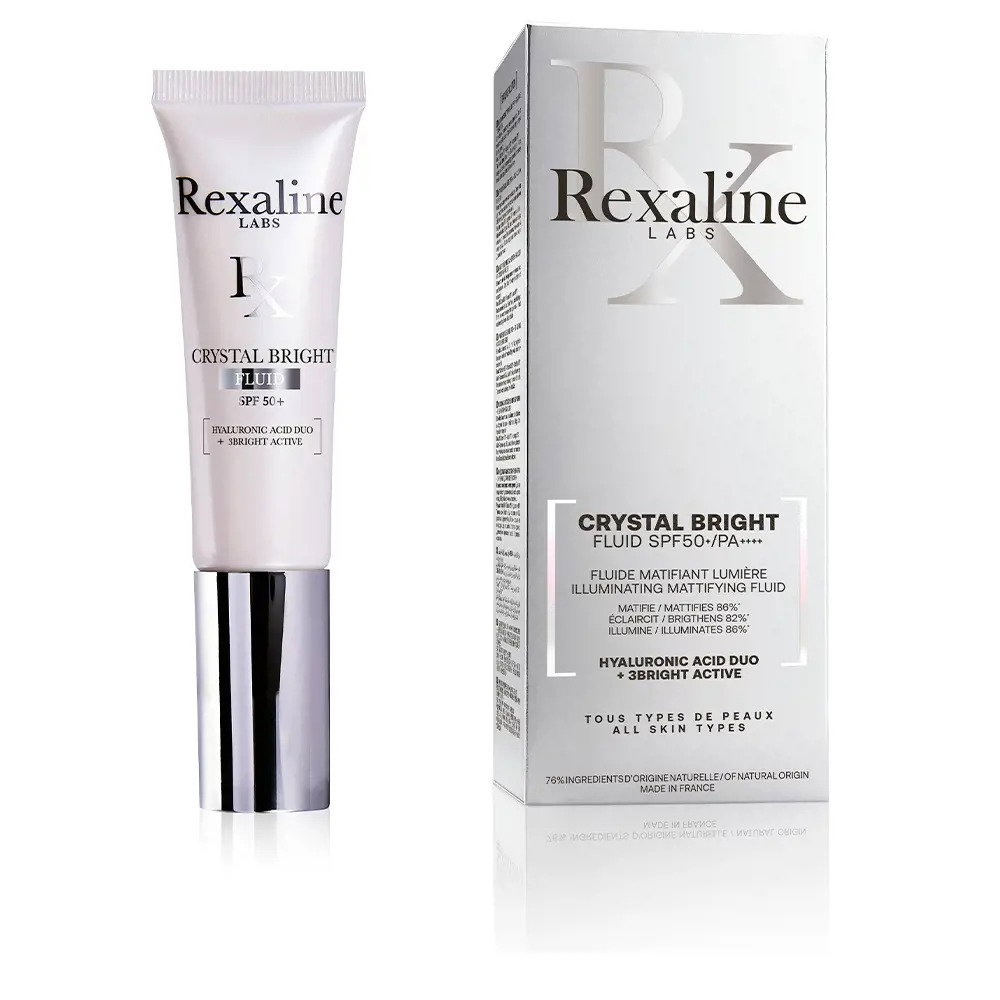 rexaline, crystal bright, hyaluronic acid + 3 bright active, illuminating, fluid, for face, spf 50+, 30 ml rexaline, crystal bright, hyaluronic acid + 3 bright active, illuminating, fluid, for face, spf 50+, 30 ml