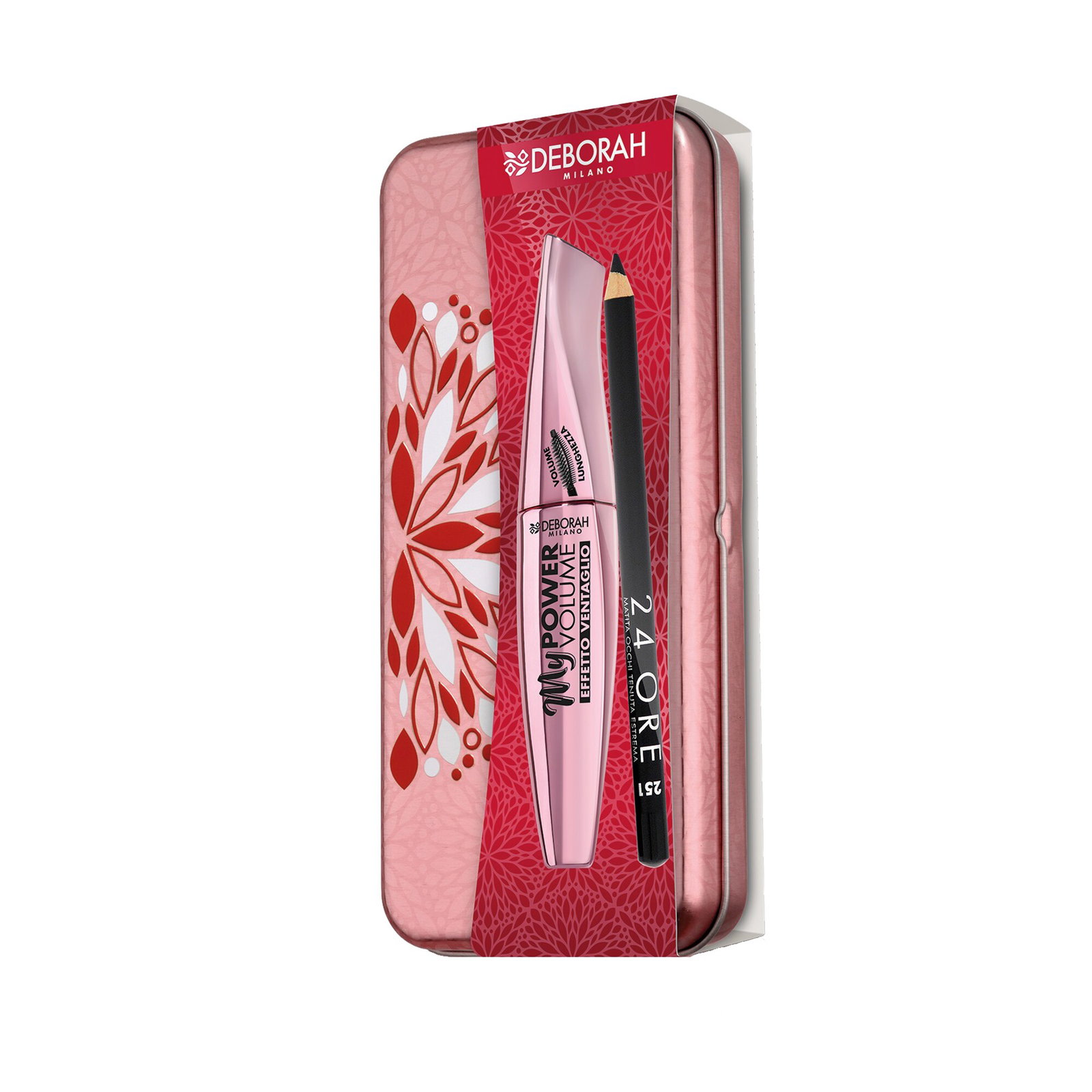 set deborah: 24h extra, gel pencil eyeliner, black, 1.5 g + my power, waterproof, volumizing, mascara, black, 14 ml set deborah: 24h extra, gel pencil eyeliner, black, 1.5 g + my power, waterproof, volumizing, mascara, black, 14 ml