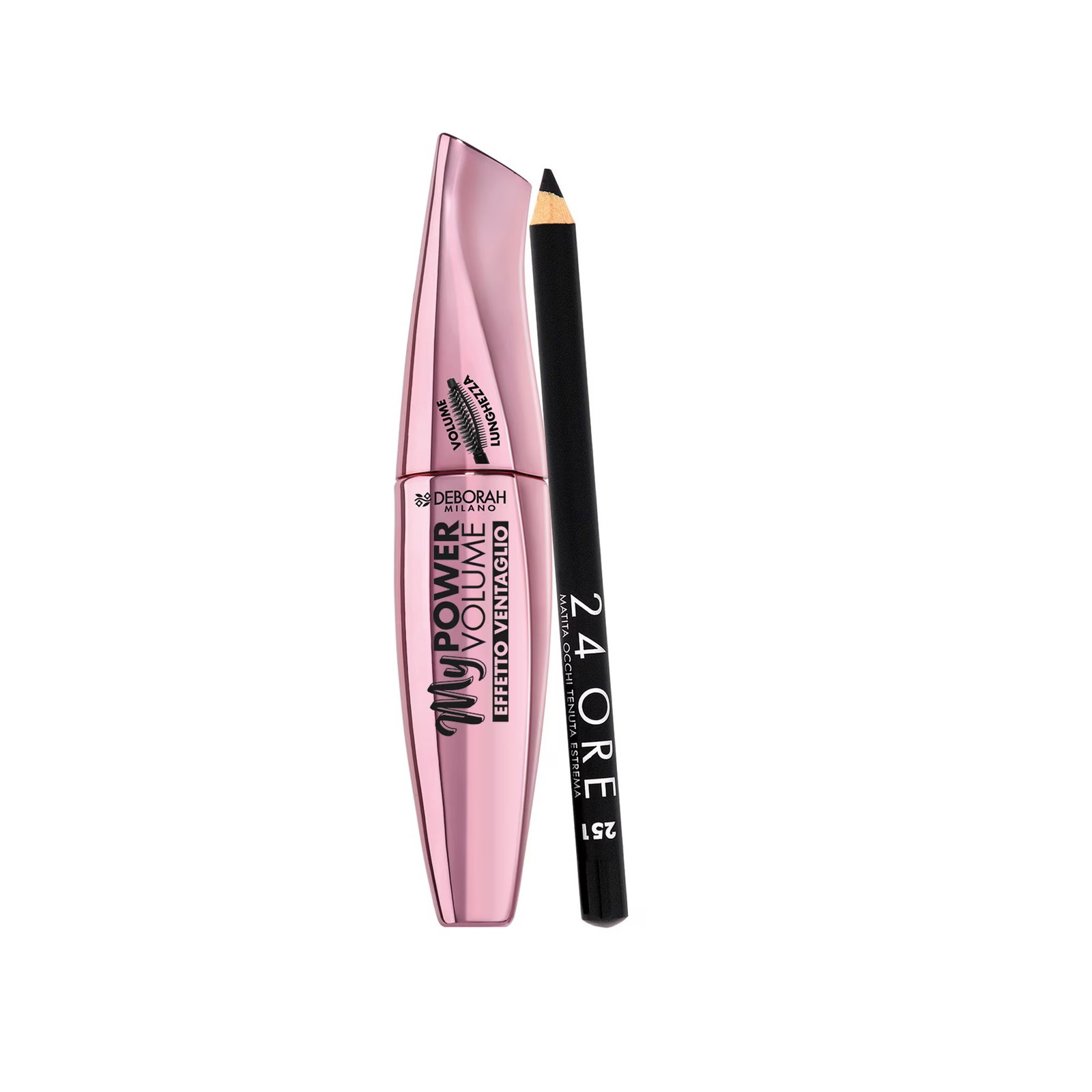 set deborah: 24h extra, gel pencil eyeliner, black, 1.5 g + my power, waterproof, volumizing, mascara, black, 14 ml set deborah: 24h extra, gel pencil eyeliner, black, 1.5 g + my power, waterproof, volumizing, mascara, black, 14 ml