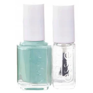 set essie: nail enamel, vegan, glossy shine finish, nail polish, 99, mint candy apple, 13.5 ml + nail care good to go, top coat, nail strengthening lacquer, 5 ml