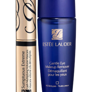 extreme lashes set estee lauder: gentle eye, makeup remover lotion, 30 ml + sumptuous extreme, waterproof, volumizing, mascara, black, 2.8 ml