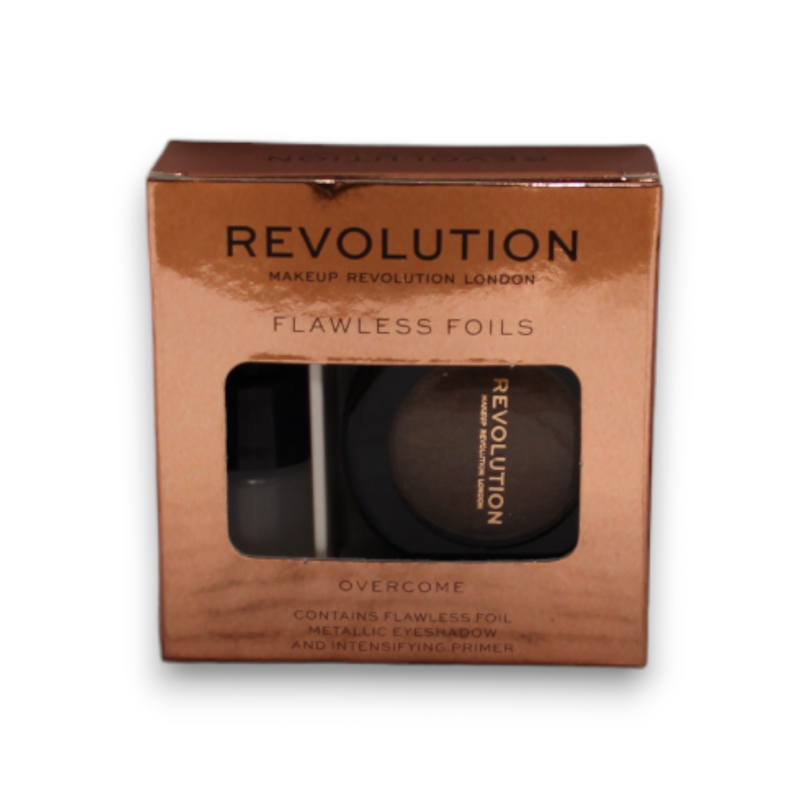 set makeup revolution: flawless foils, vegan, eyeshadow primer, 2 ml + flawless foils, vegan, eyeshadow palette, overcome, 2 g set makeup revolution: flawless foils, vegan, eyeshadow primer, 2 ml + flawless foils, vegan, eyeshadow palette, overcome, 2 g