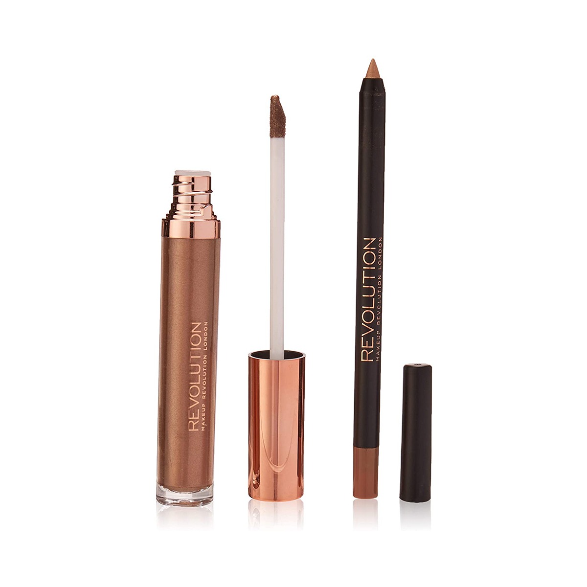 set makeup revolution: retro luxe, metallic, liquid lipstick, sovereign, 5.5 ml + retro luxe, lip liner, sovereign, 1 g set makeup revolution: retro luxe, metallic, liquid lipstick, sovereign, 5.5 ml + retro luxe, lip liner, sovereign, 1 g