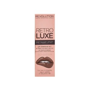 set makeup revolution: retro luxe, metallic, liquid lipstick, sovereign, 5.5 ml + retro luxe, lip liner, sovereign, 1 g