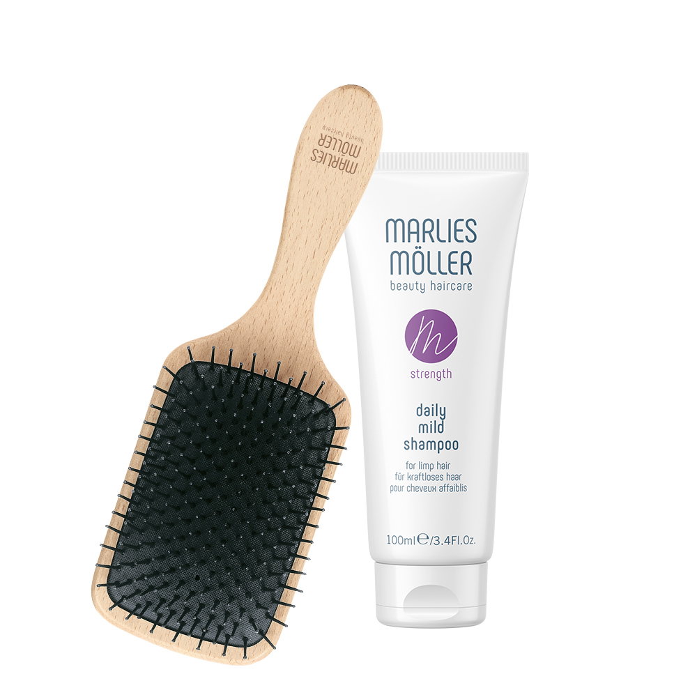 set marlies moller: marine moisture, scalp brush + daily mild, silicone free, hair shampoo, deep cleansing, 100 ml set marlies moller: marine moisture, scalp brush + daily mild, silicone free, hair shampoo, deep cleansing, 100 ml