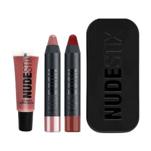 set nudestix: red hot lips mini kit royal, cream lipstick, 04, nude, 2 ml + red hot lips mini kit royal, cream lipstick, posh, 2.5 ml