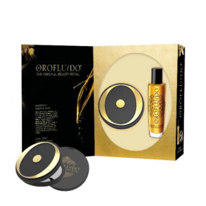 set revlon: orofluido, hair oil, for hydrate/detangle & shine, 100 ml + compact mirror, black