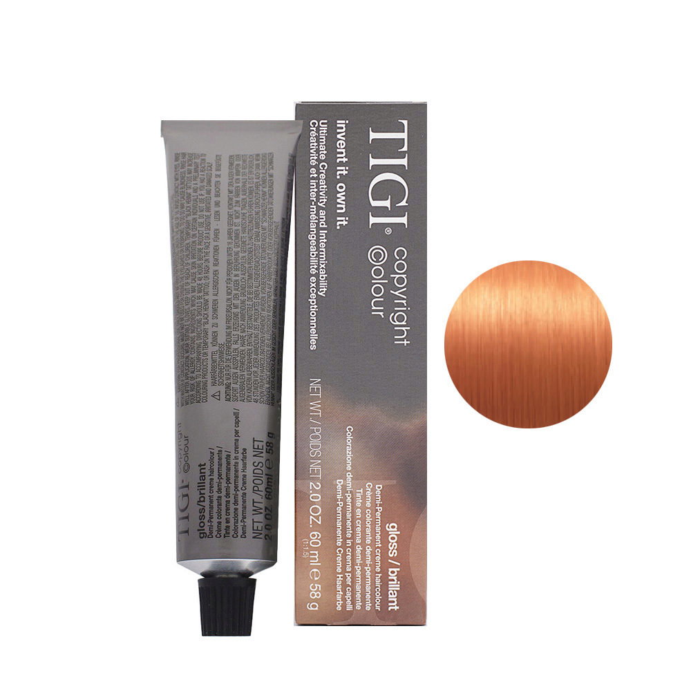 tigi, colour gloss, semi permanent hair dye, 7/44 medium blonde copper intensive, 60 ml tigi, colour gloss, semi permanent hair dye, 7/44 medium blonde copper intensive, 60 ml