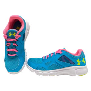 under armour, thrill, running, sport shoes, blue/pink/yellow, for men, 4/38