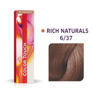 wella professionals, color touch, ammonia free, semi permanent hair dye, 6/37 dark blonde golden chestnut, 60 ml