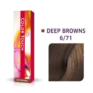 wella professionals, color touch, ammonia free, semi permanent hair dye, 6/71 dark blonde ash chestnut, 60 ml