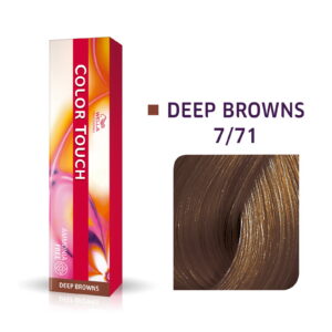 wella professionals, color touch, ammonia free, semi permanent hair dye, 7/71 medium blonde ash chestnut, 60 ml