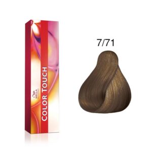 wella professionals, color touch, ammonia free, semi permanent hair dye, 7/71 medium blonde ash chestnut, 60 ml