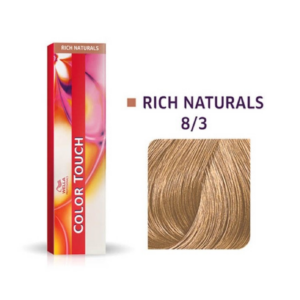 wella professionals, color touch, ammonia free, semi permanent hair dye, 8/3 golden light blonde, 60 ml