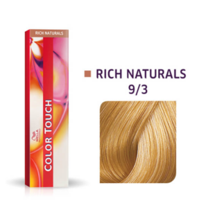 wella professionals, color touch, ammonia free, semi permanent hair dye, 9/3 golden light blonde mahogany, 60 ml