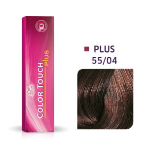 wella professionals, color touch plus, ammonia free, semi permanent hair dye, 55/04 intense light natural red brown, 60 ml