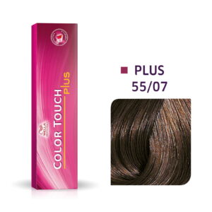 wella professionals, color touch plus, ammonia free, semi permanent hair dye, 55/07 light chestnut intense natural brown, 60 ml