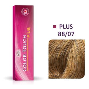 wella professionals, color touch plus, ammonia free, semi permanent hair dye, 88/07 light blonde natural intense chestnut, 60 ml